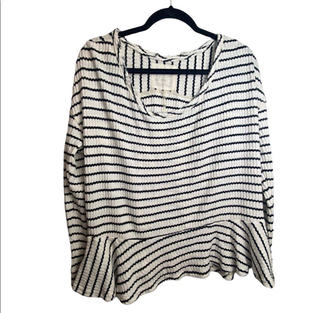 We the Free Striped waffle knit peplum top